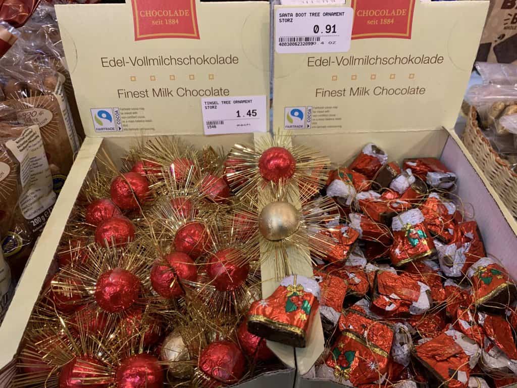 German Chocolate Christmas Tree decorations. Yelm Food Coop