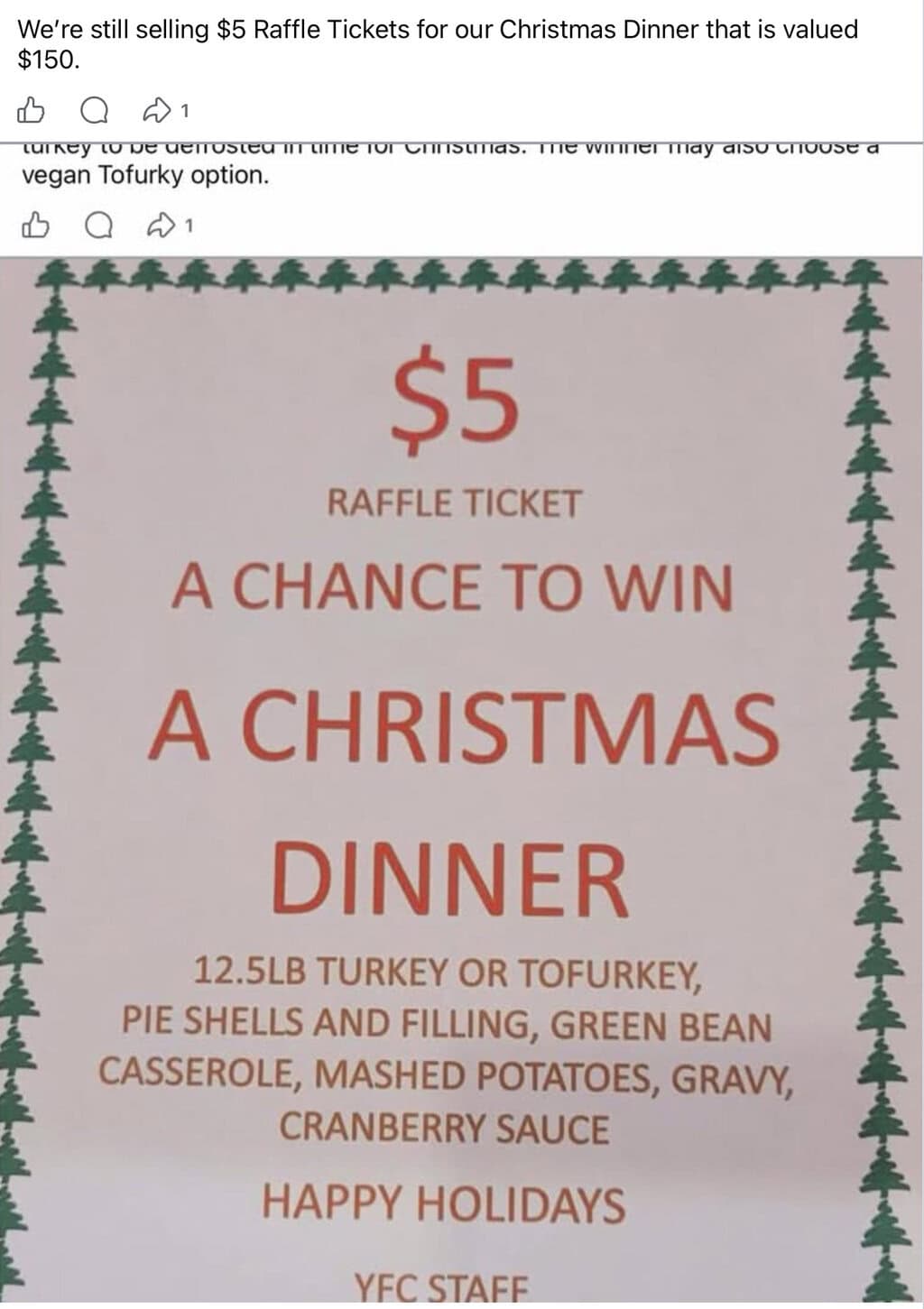 Christmas Dinner Raffle - Yelm Food Coop